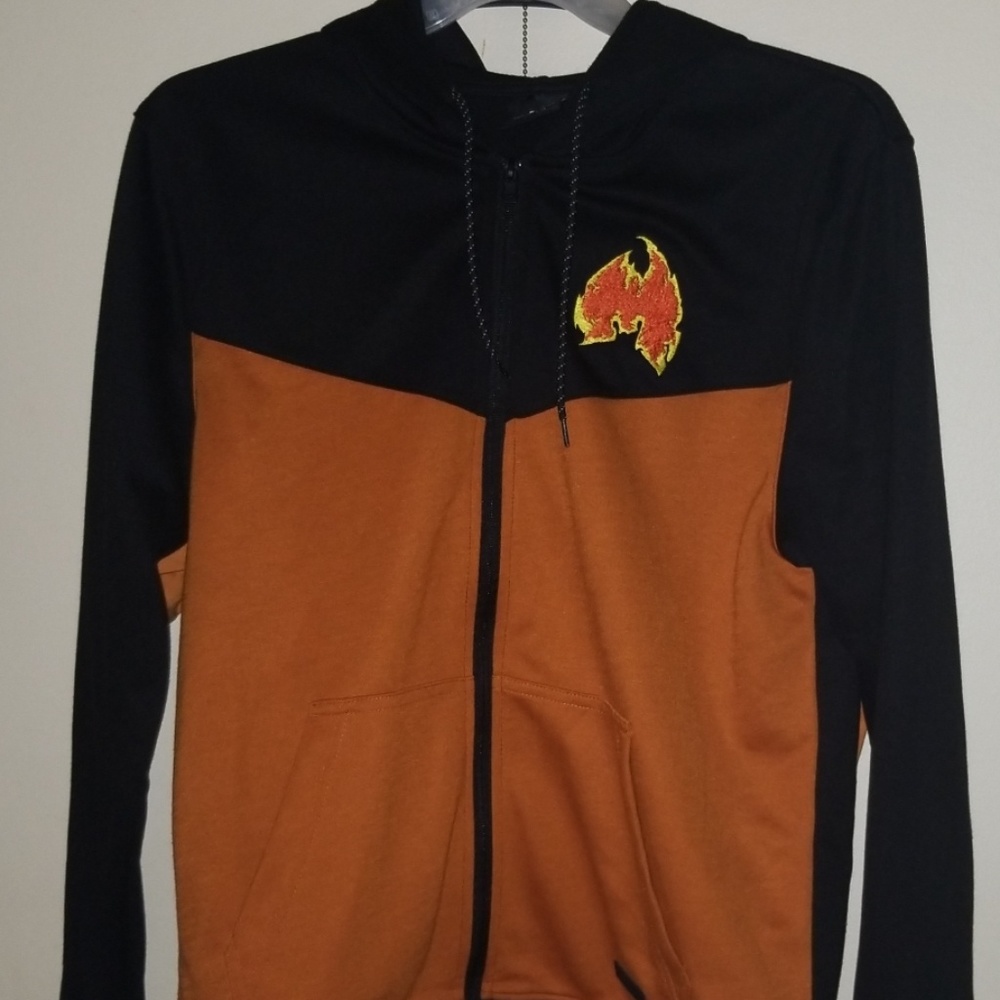 Custom Wutang zip up hoodie Large Rust color